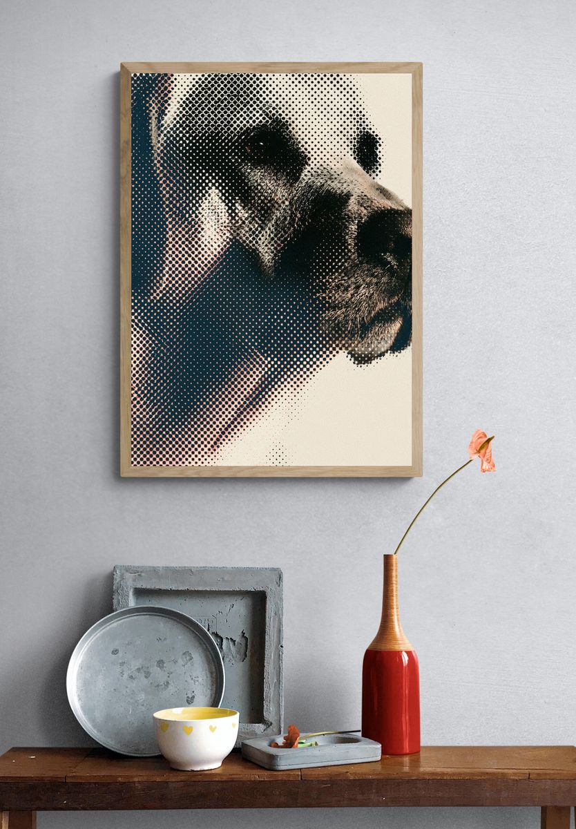 Panda Halftone Portrait Poster. — room view 3