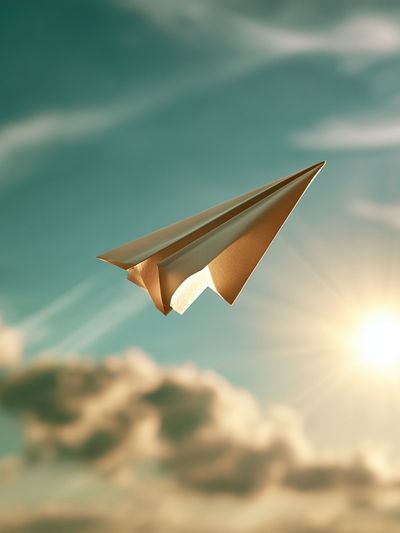Paper Airplane Sky Illustration Poster. poster