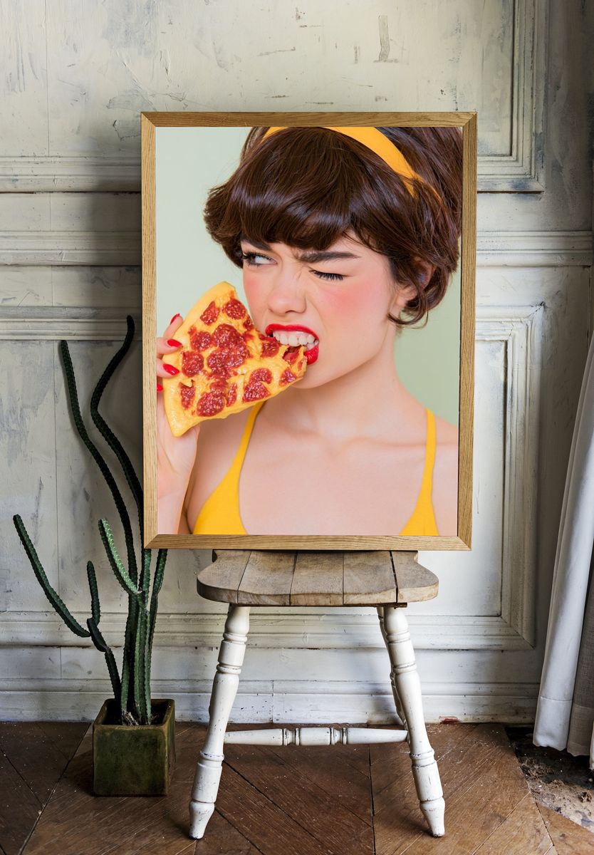 Pop Art Pizza Portrait Poster. — room view 1