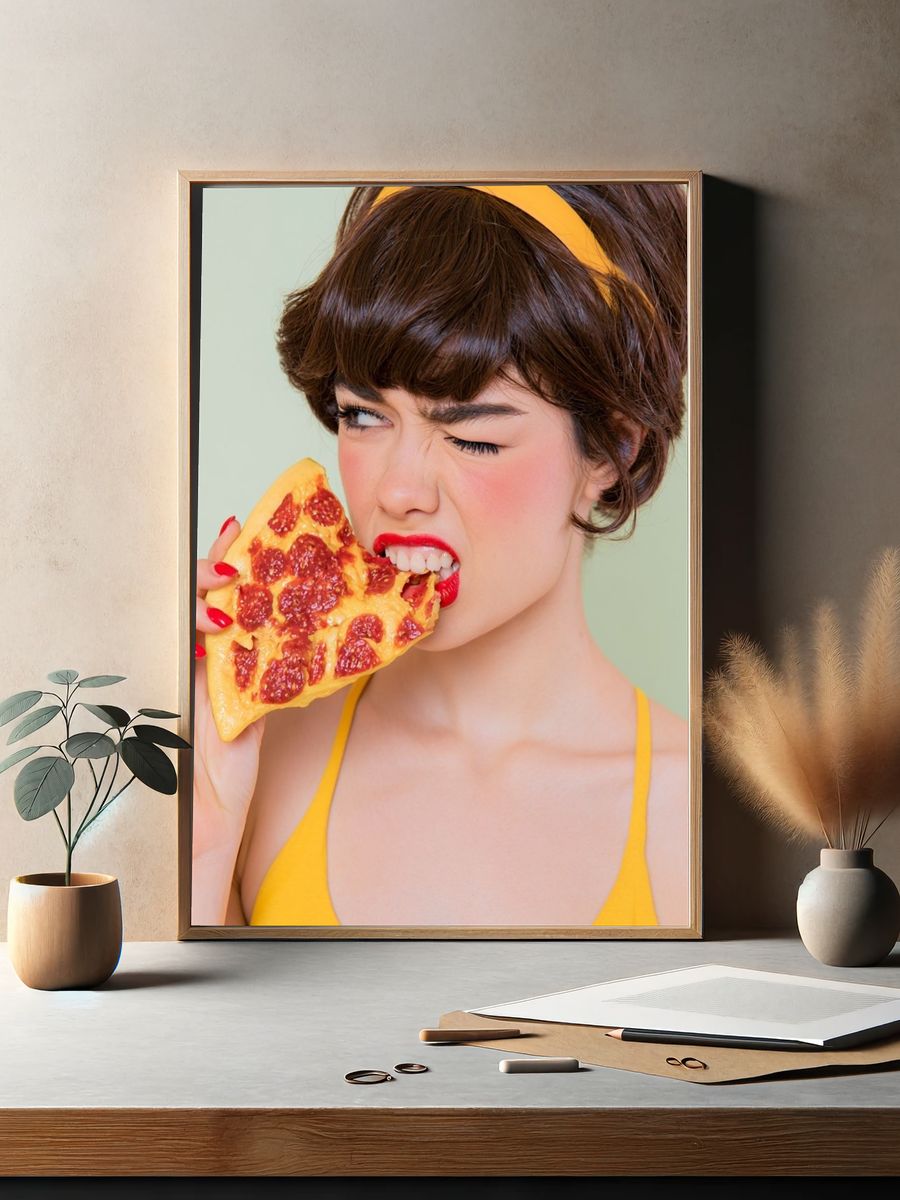 Pop Art Pizza Portrait Poster. — room view 2