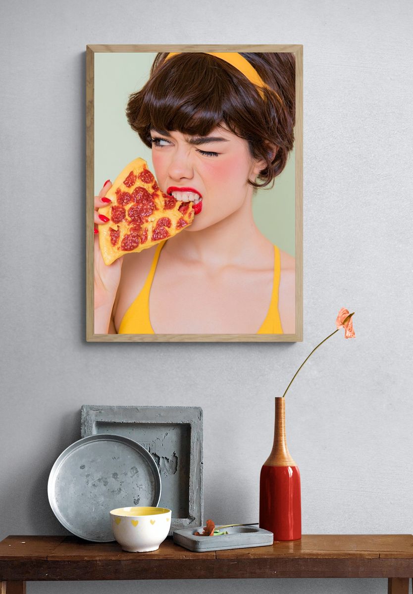 Pop Art Pizza Portrait Poster. — room view 3
