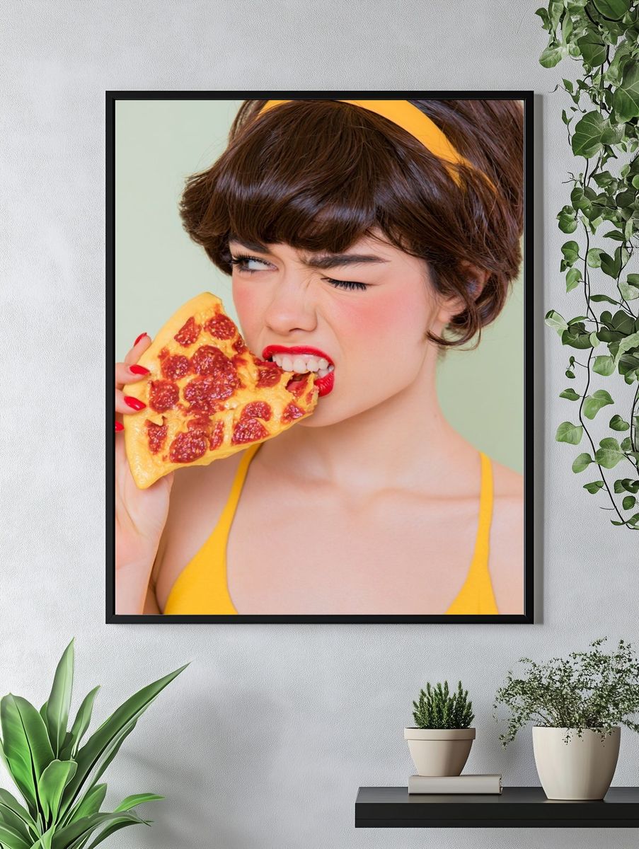 Pop Art Pizza Portrait Poster. — room view 4