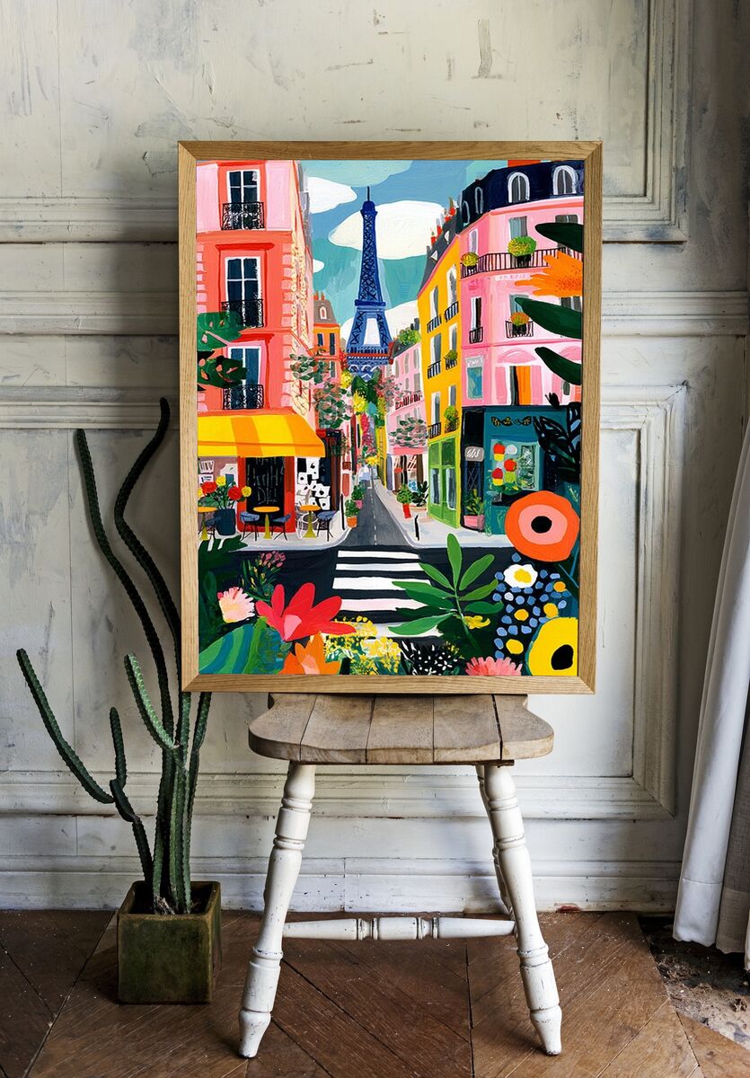 Parisian Street Scene — Illustration Print. — room view 1