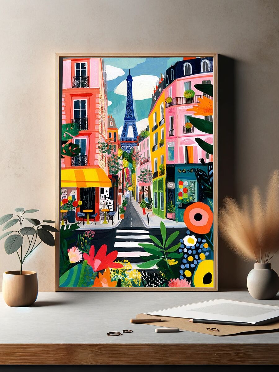 Parisian Street Scene — Illustration Print. — room view 2