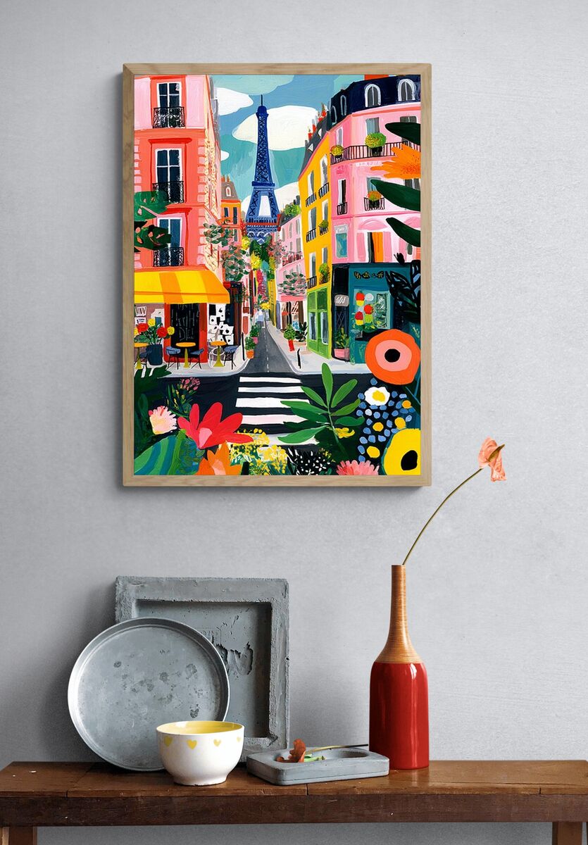 Parisian Street Scene — Illustration Print. — room view 3