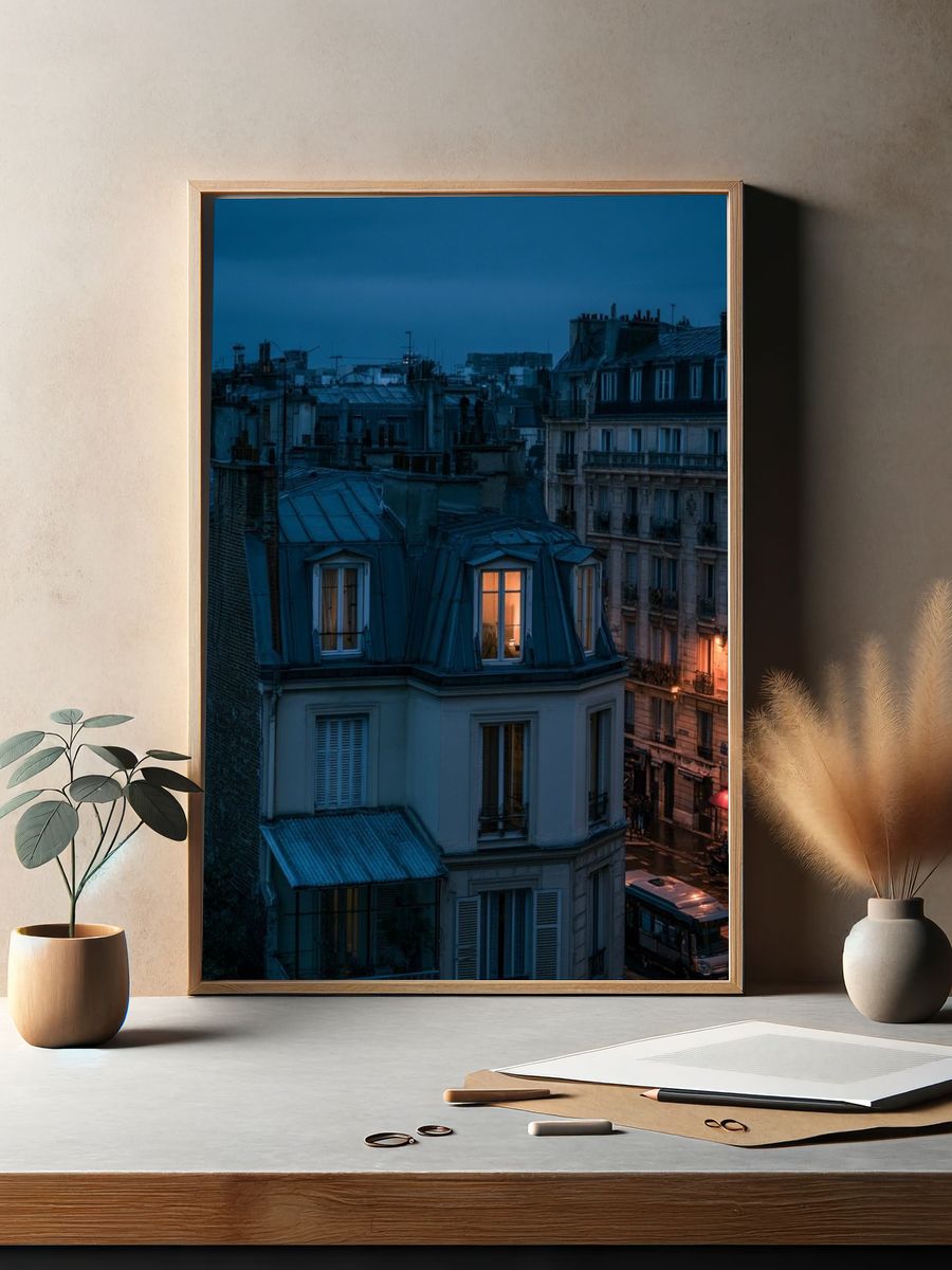 Paris Rooftops at Dusk Poster. — room view 2