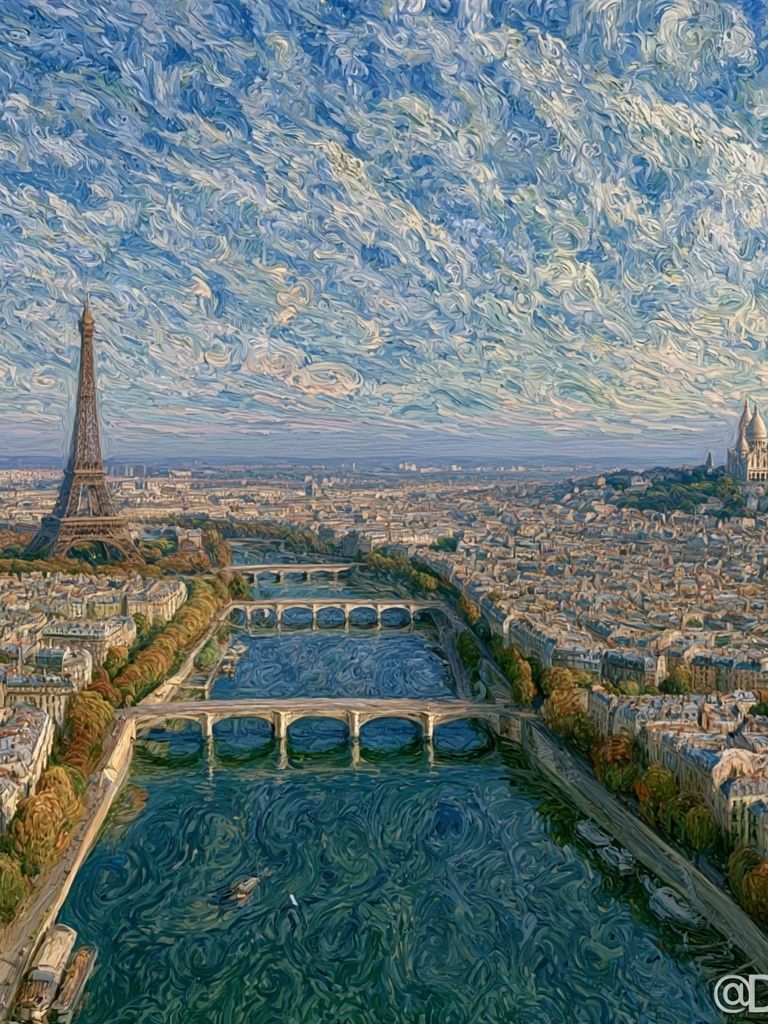 Paris Skyline Impressionist Poster. poster detail