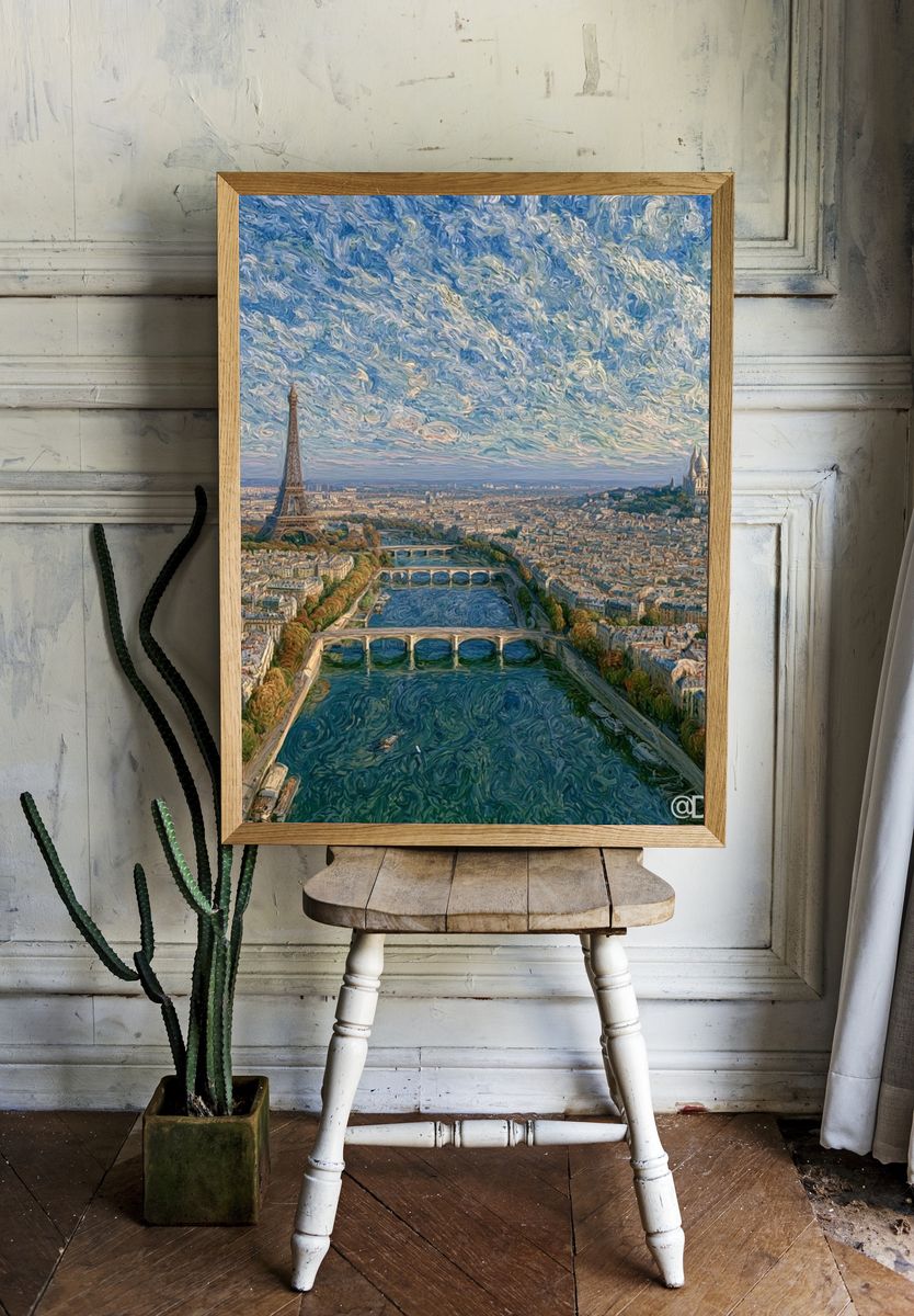 Paris Skyline Impressionist Poster. room preview