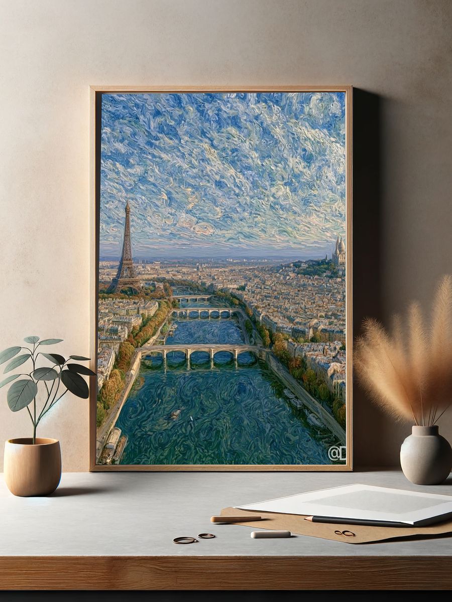Paris Skyline Impressionist Poster. — room view 2