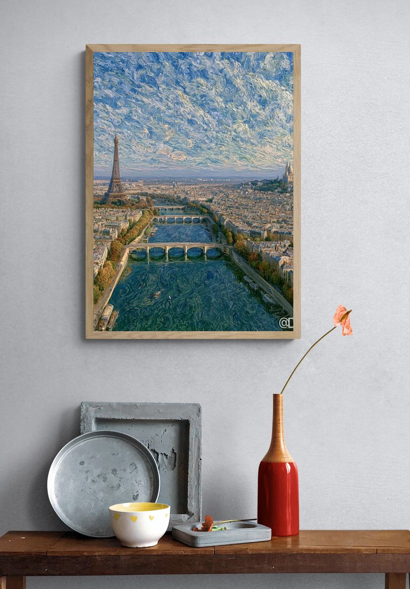 Paris Skyline Impressionist Poster. — room view 3