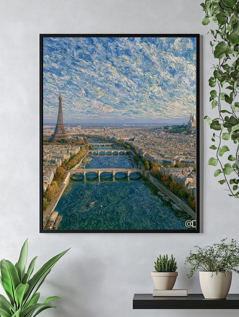 Paris Skyline Impressionist Poster. — room view 4