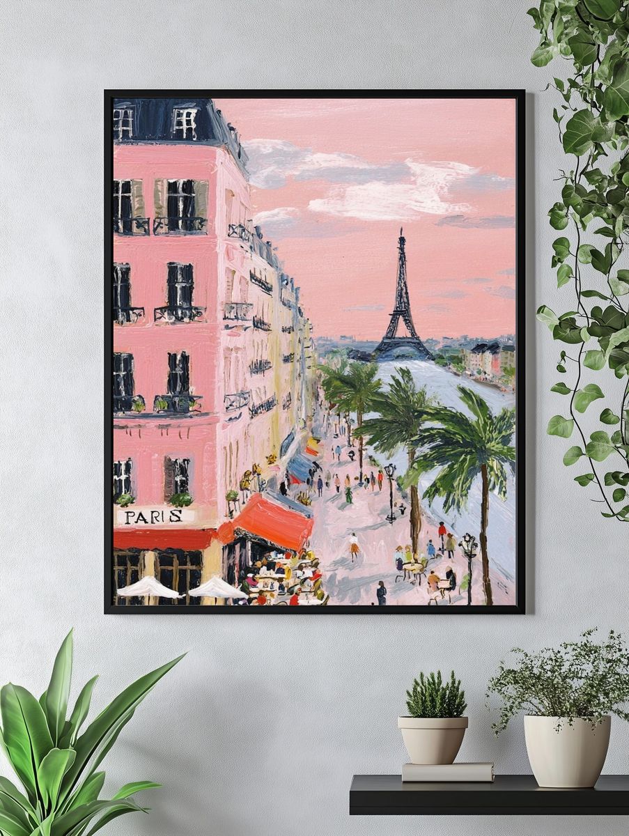 Paris Eiffel Street Scene Print. — room view 4