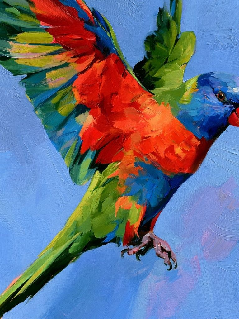 Colorful Parrot Painting Poster. poster — animals art