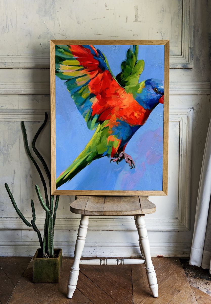 Colorful Parrot Painting Poster. — room view 1