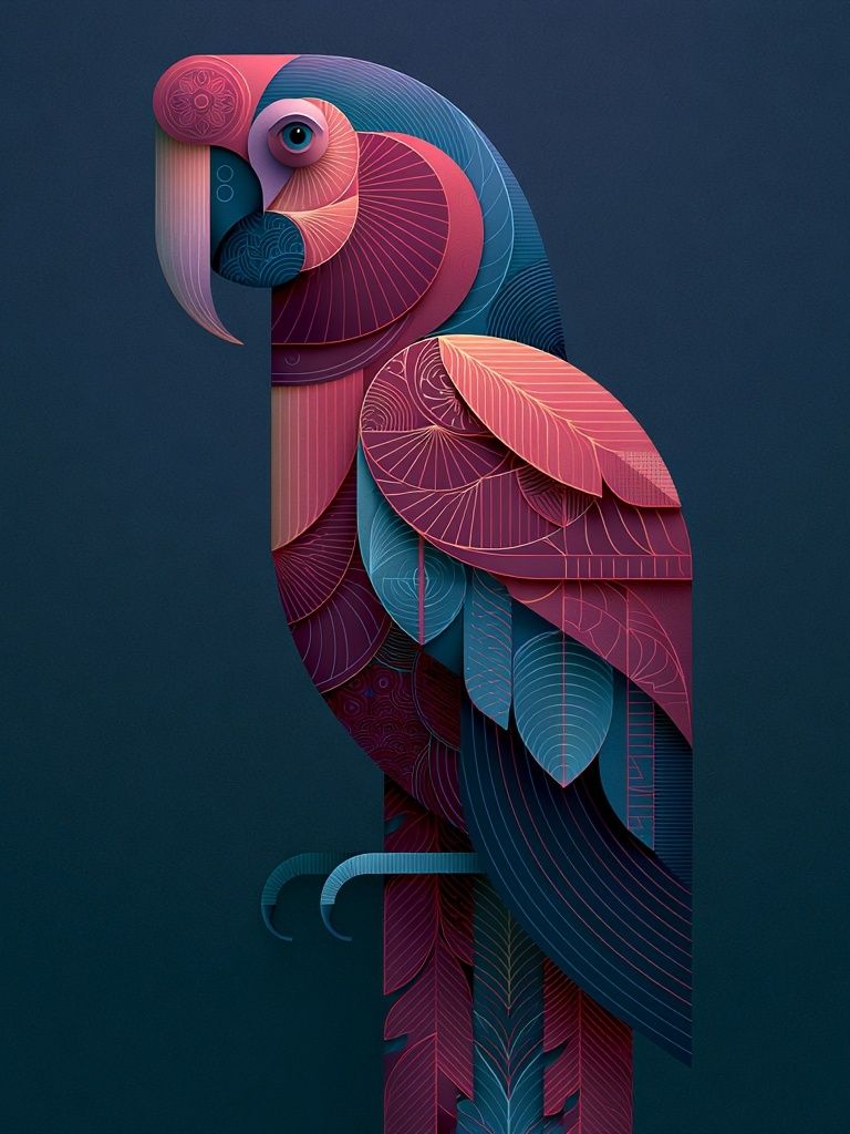 Geometric Parrot Illustration Poster. poster detail