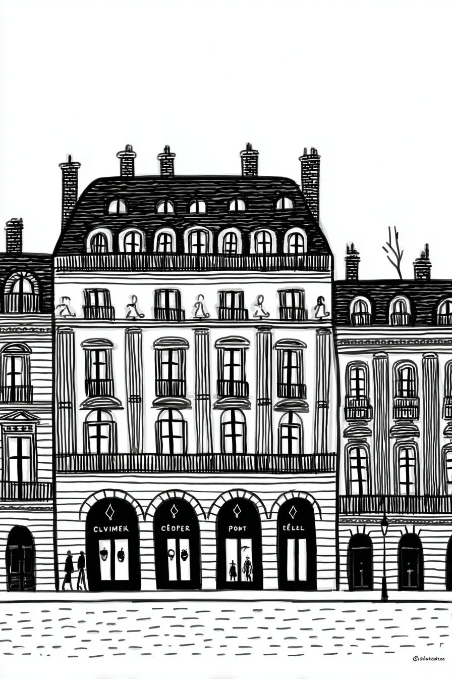 Parisian Architecture — Line Art Print. poster — illustration art