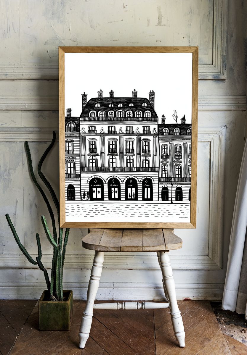 Parisian Architecture — Line Art Print. — room view 1