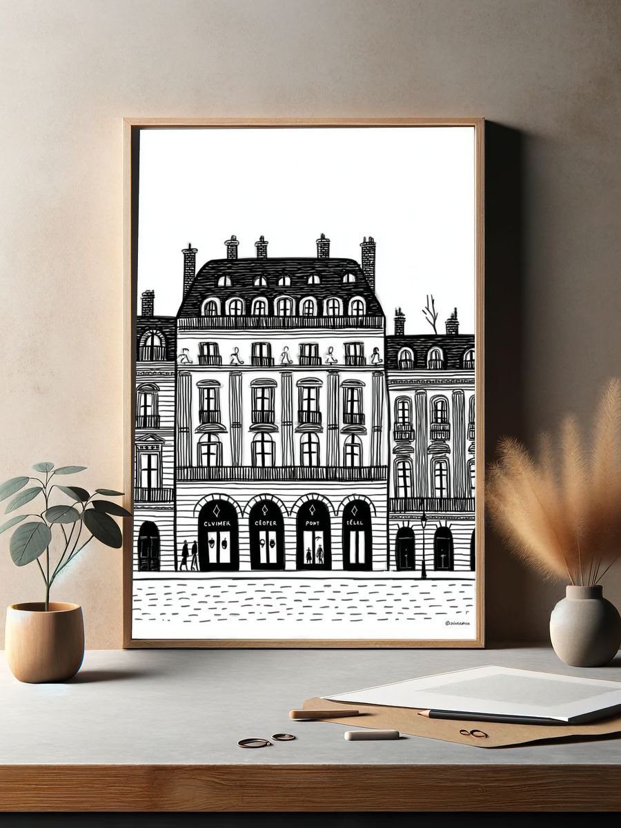Parisian Architecture — Line Art Print. — room view 2