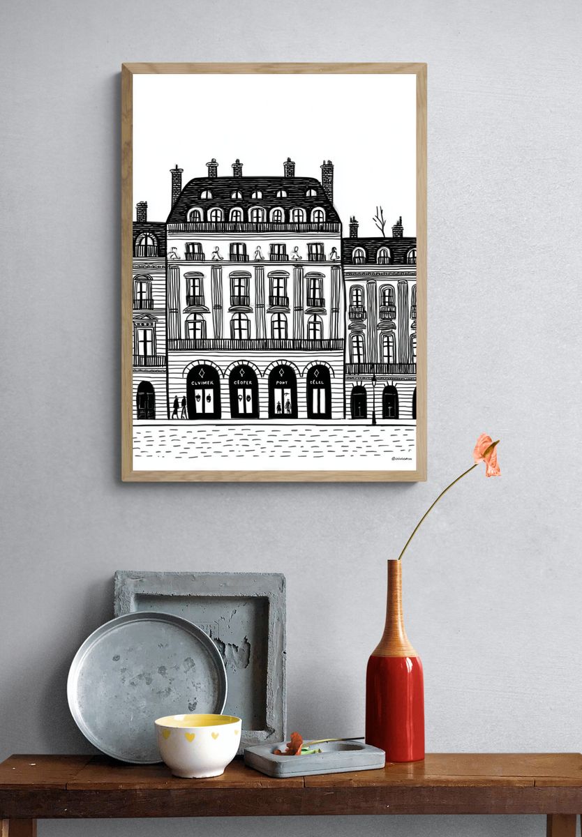 Parisian Architecture — Line Art Print. — room view 3