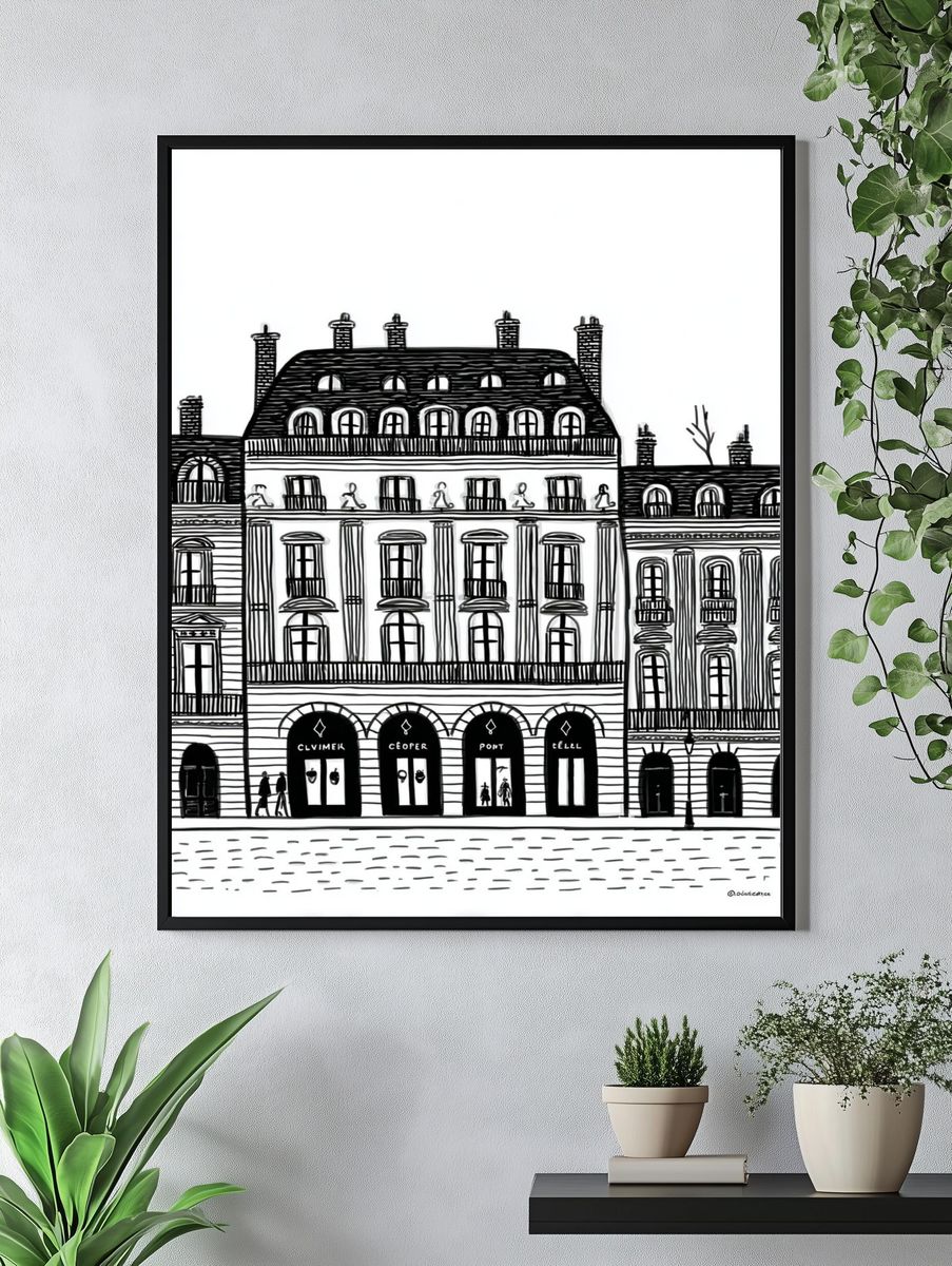 Parisian Architecture — Line Art Print. — room view 4