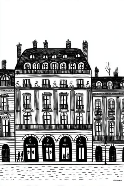 Parisian Architecture — Line Art Print. poster