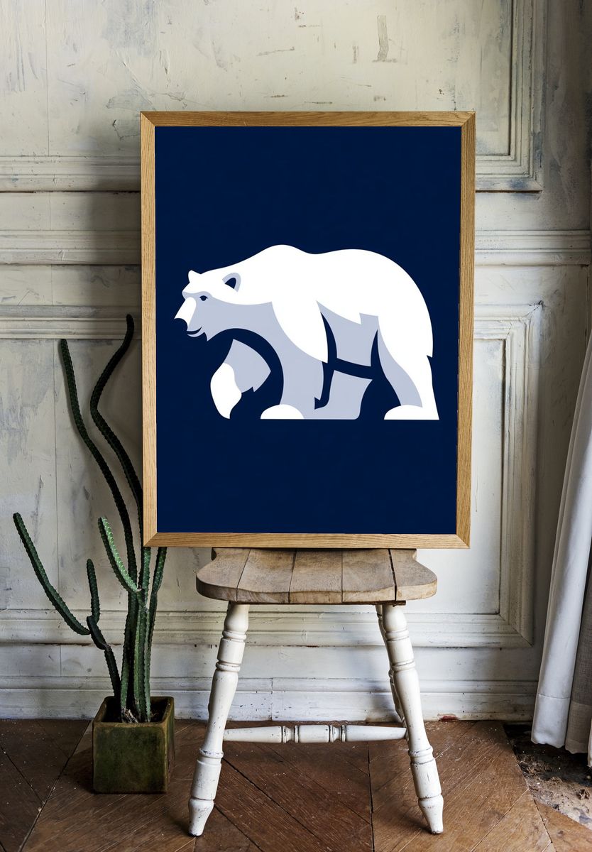 Polar Bear Minimalist Poster. — room view 1
