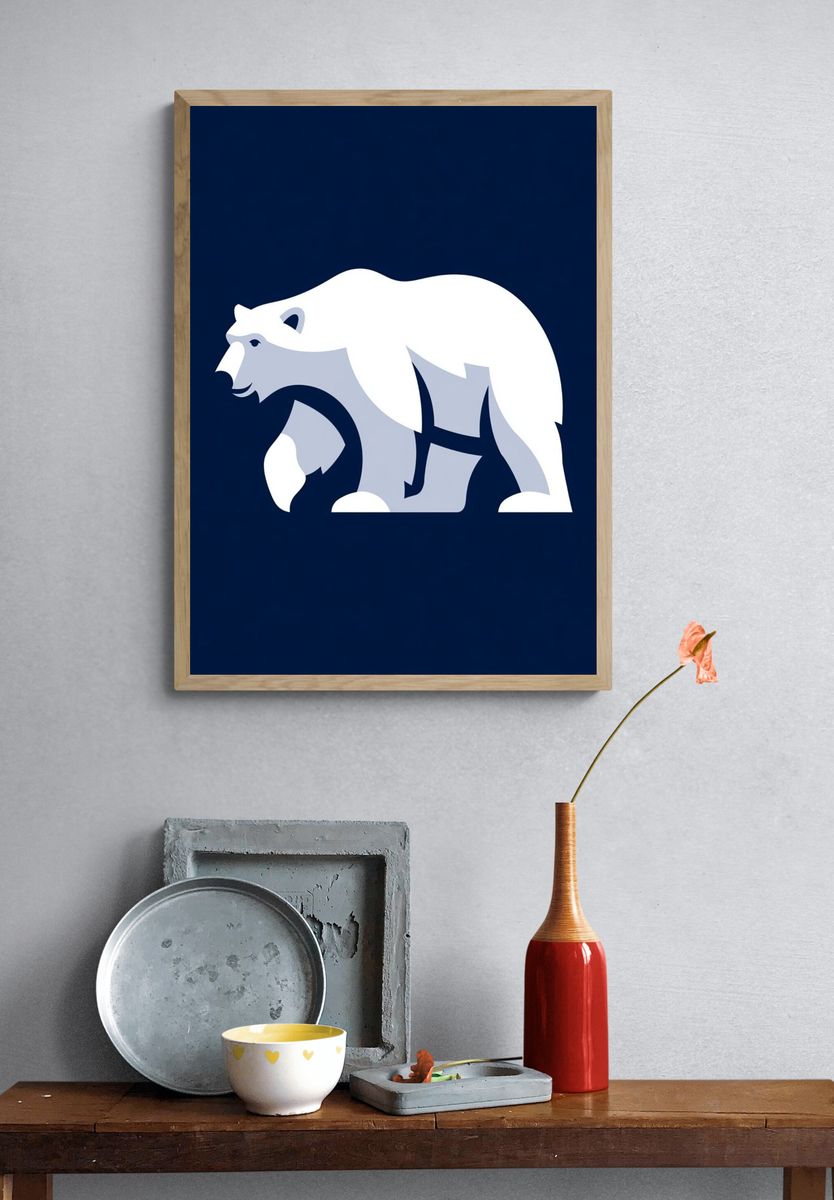 Polar Bear Minimalist Poster. — room view 3