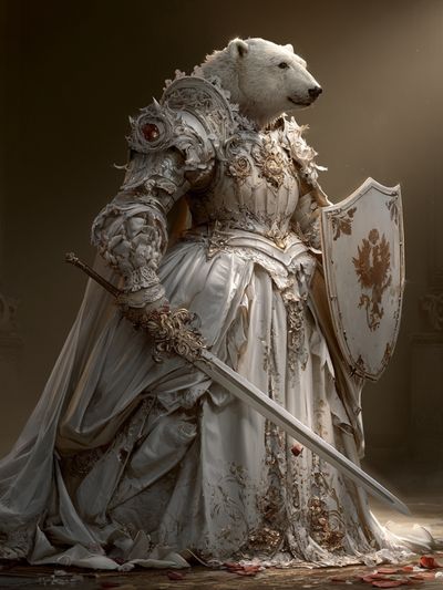 Polar Bear Knight Fantasy Print.