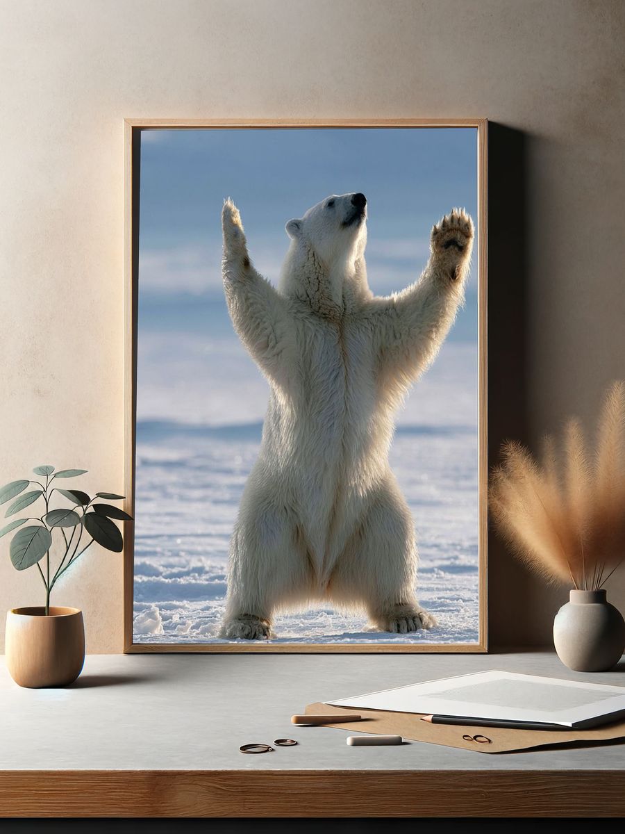 Polar Bear Standing Poster. — room view 2