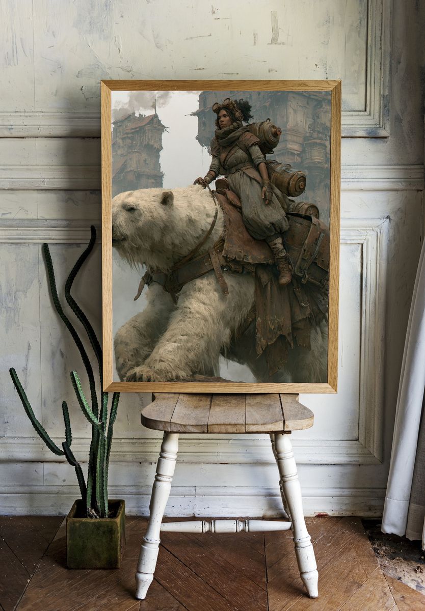 Polar Bear Rider Fantasy Print. — room view 1