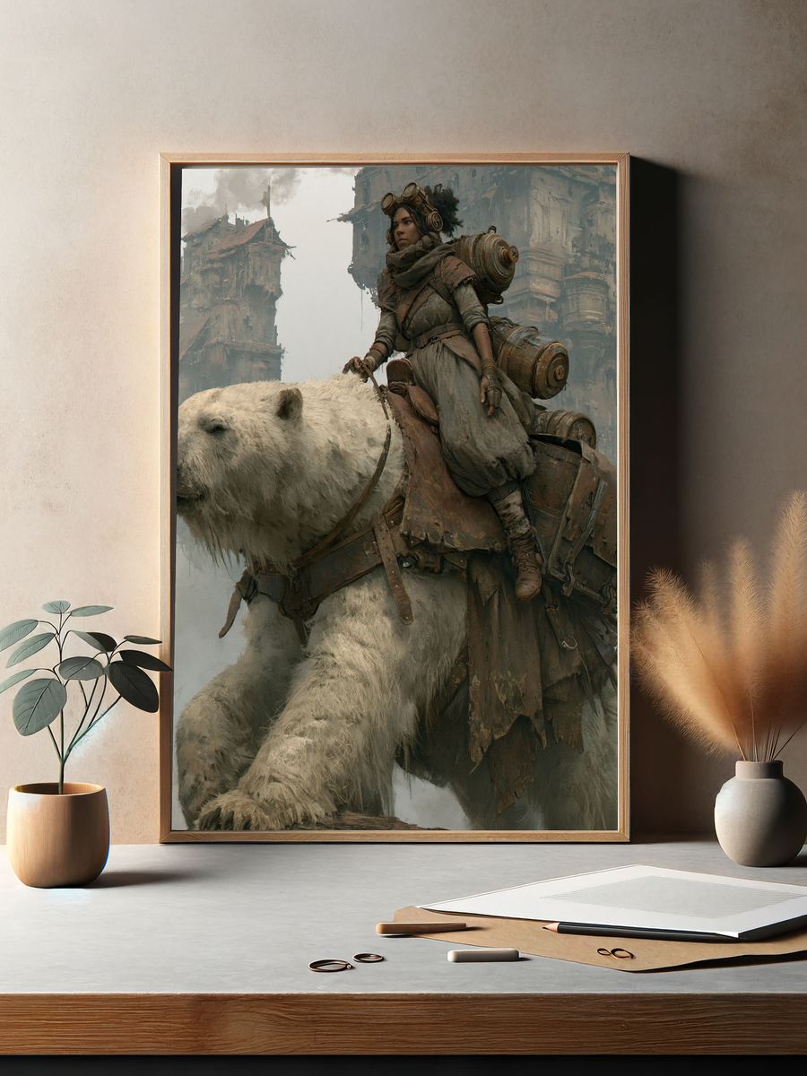 Polar Bear Rider Fantasy Print. — room view 2
