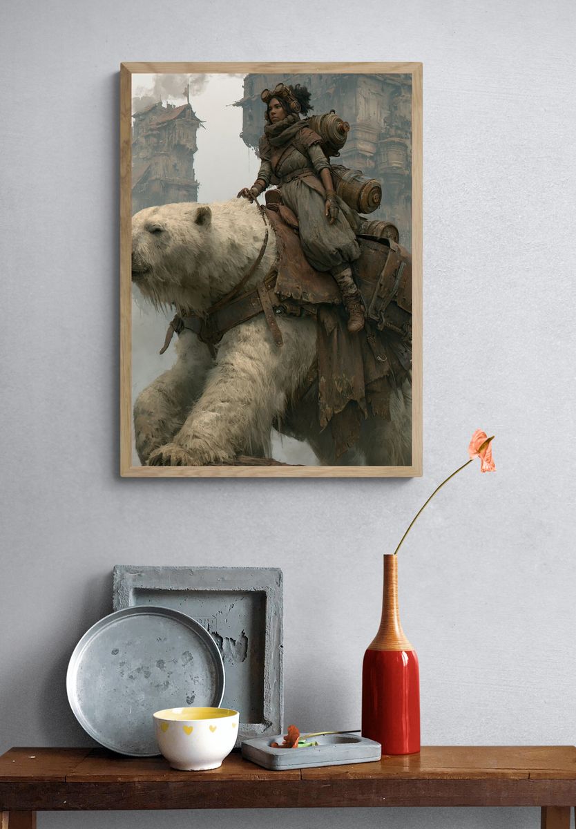 Polar Bear Rider Fantasy Print. — room view 3