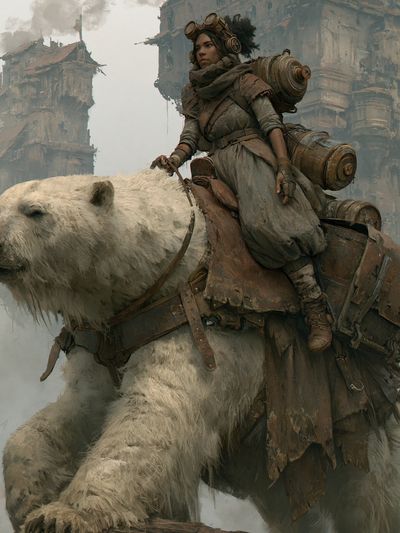 Polar Bear Rider Fantasy Print. poster