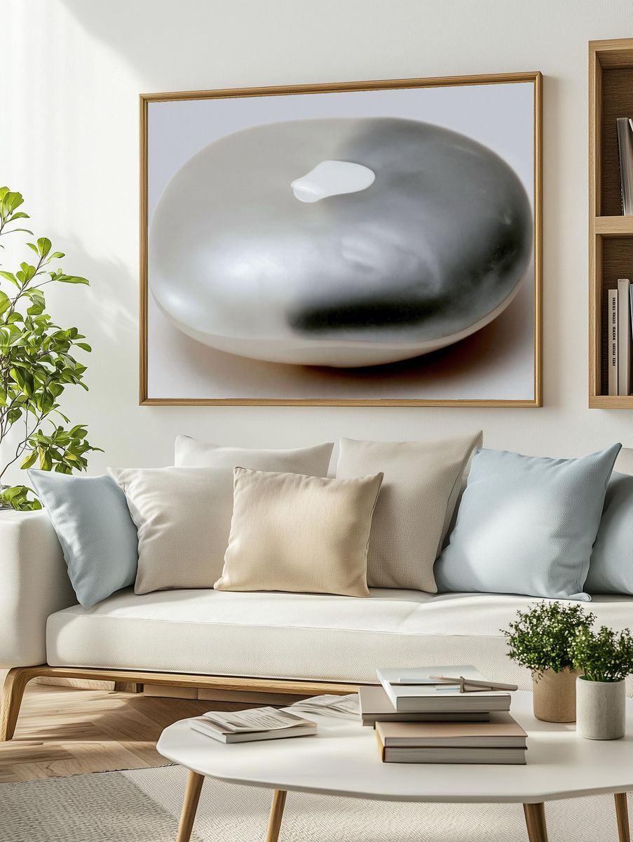 Smooth Pebble Still Life Print. — room view 2