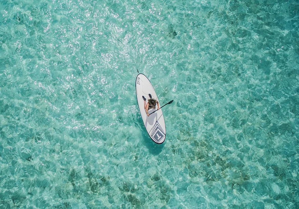Paddleboarding in Crystal Clear Waters — Photography Print. poster — photography art