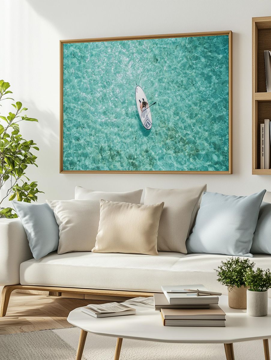 Paddleboarding in Crystal Clear Waters — Photography Print. — room view 2