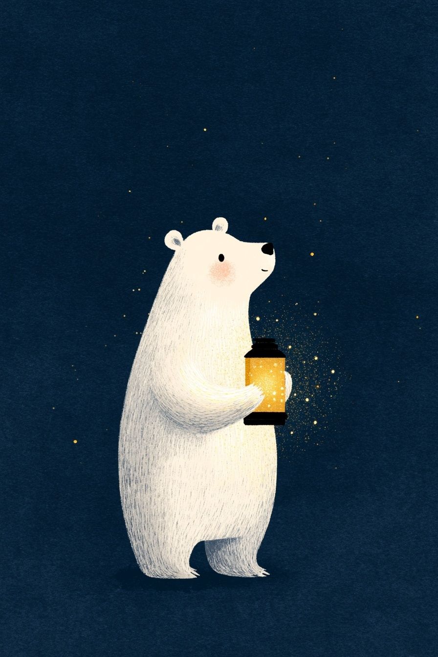 Polar Bear Lantern Illustration Poster. poster — illustration art