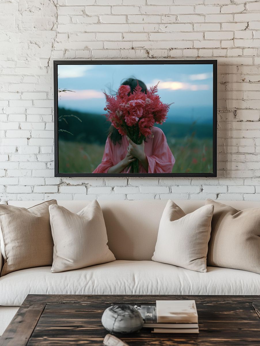 Pink Bouquet Portrait Photography Poster. room preview