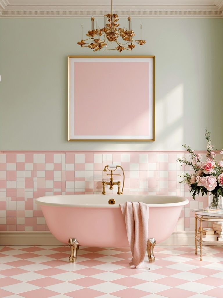 Pastel Pink Bathroom Interior Photography Poster. poster — photography art