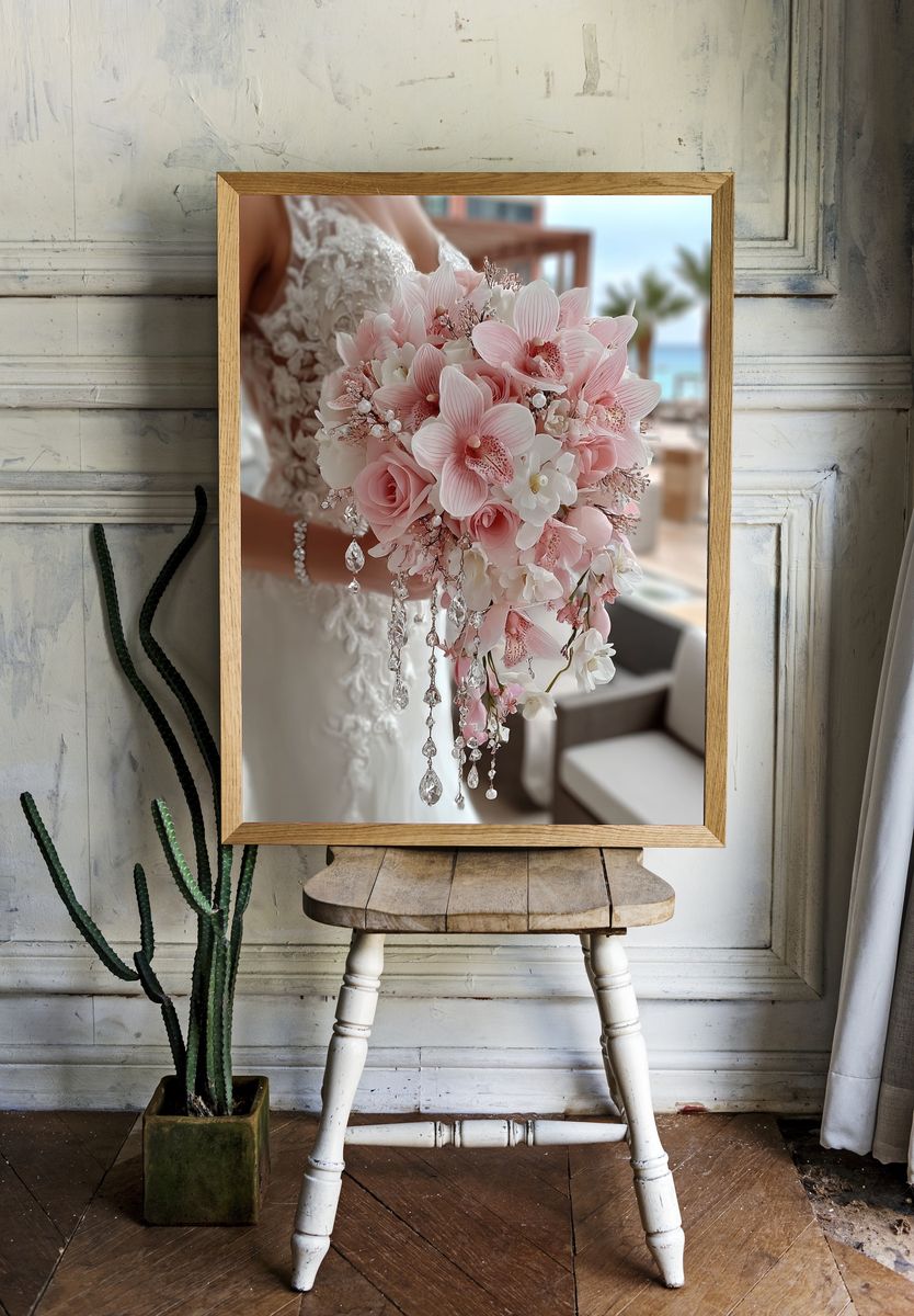 Pink Bridal Bouquet Photography Poster. room preview