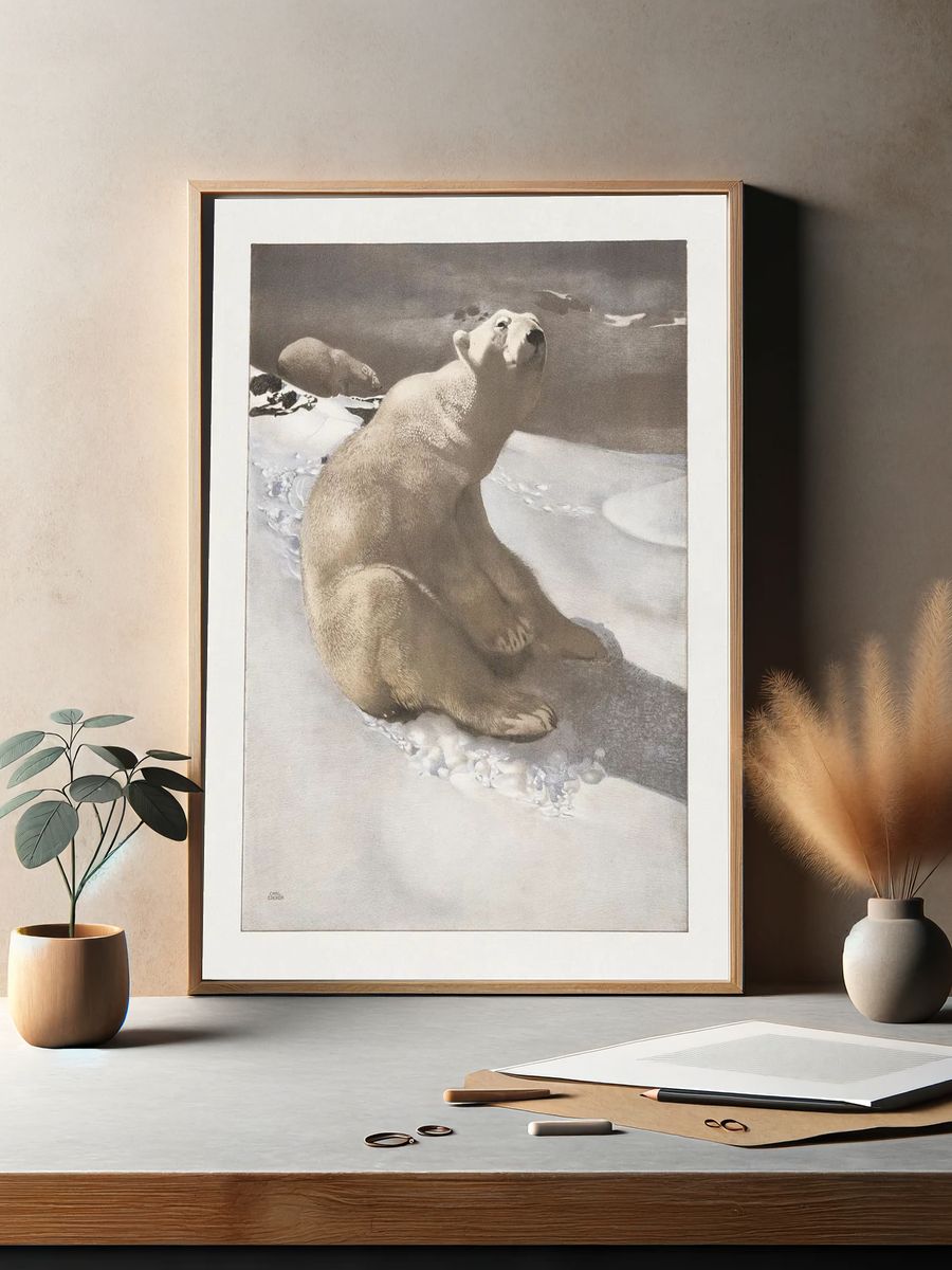 Polar Bear in Snow — Fine Art Print. — room view 2