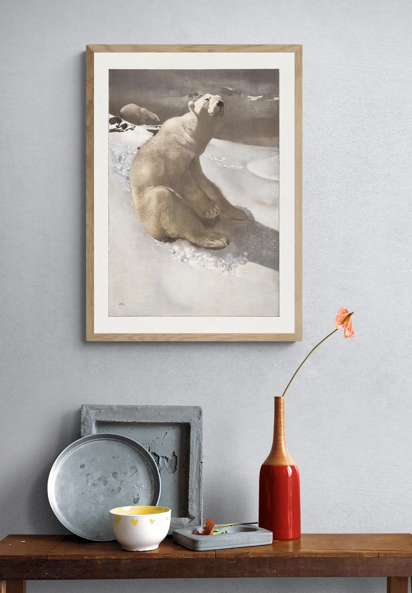 Polar Bear in Snow — Fine Art Print. — room view 3