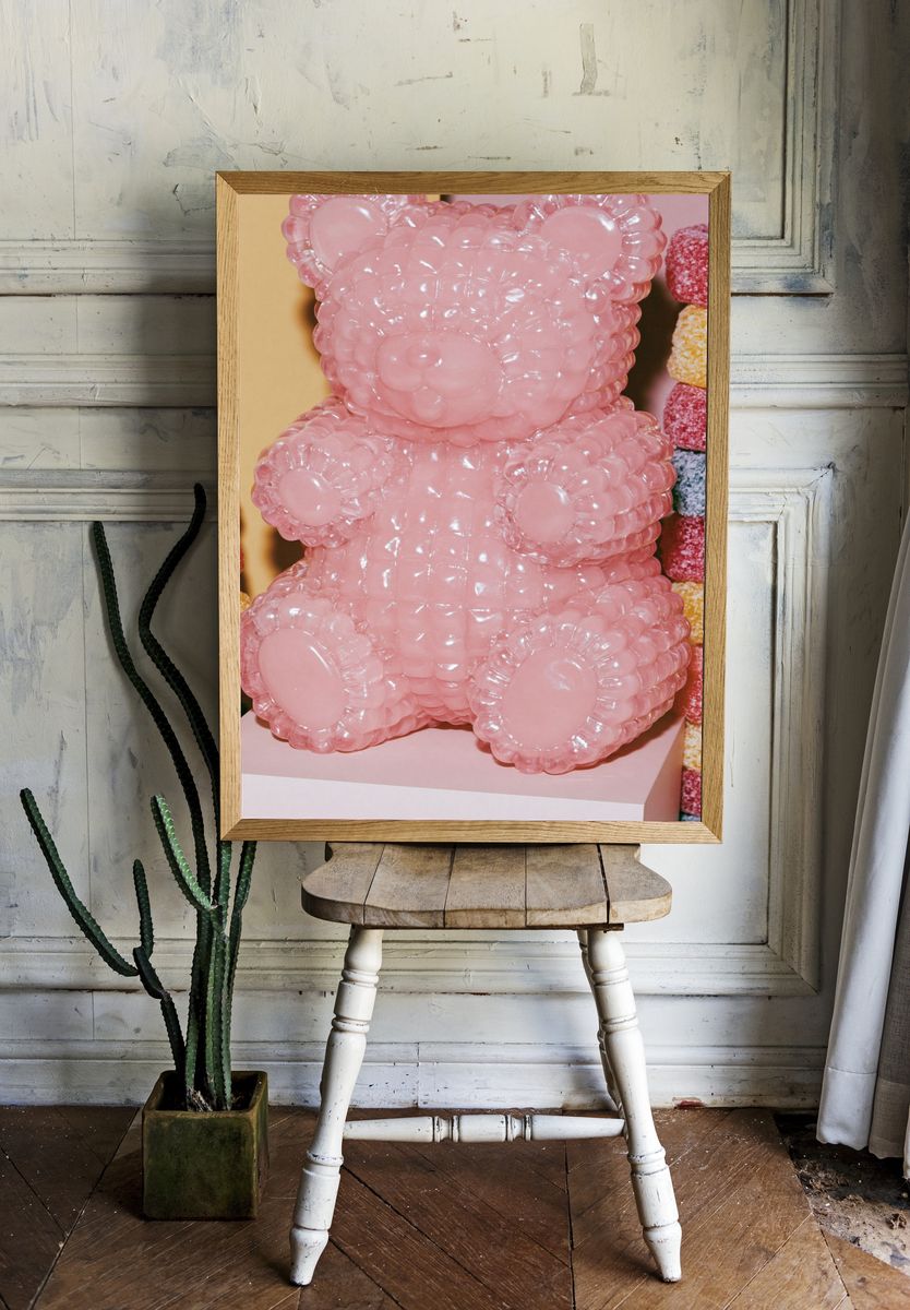 Pink Gummy Bear Photography Poster. room preview