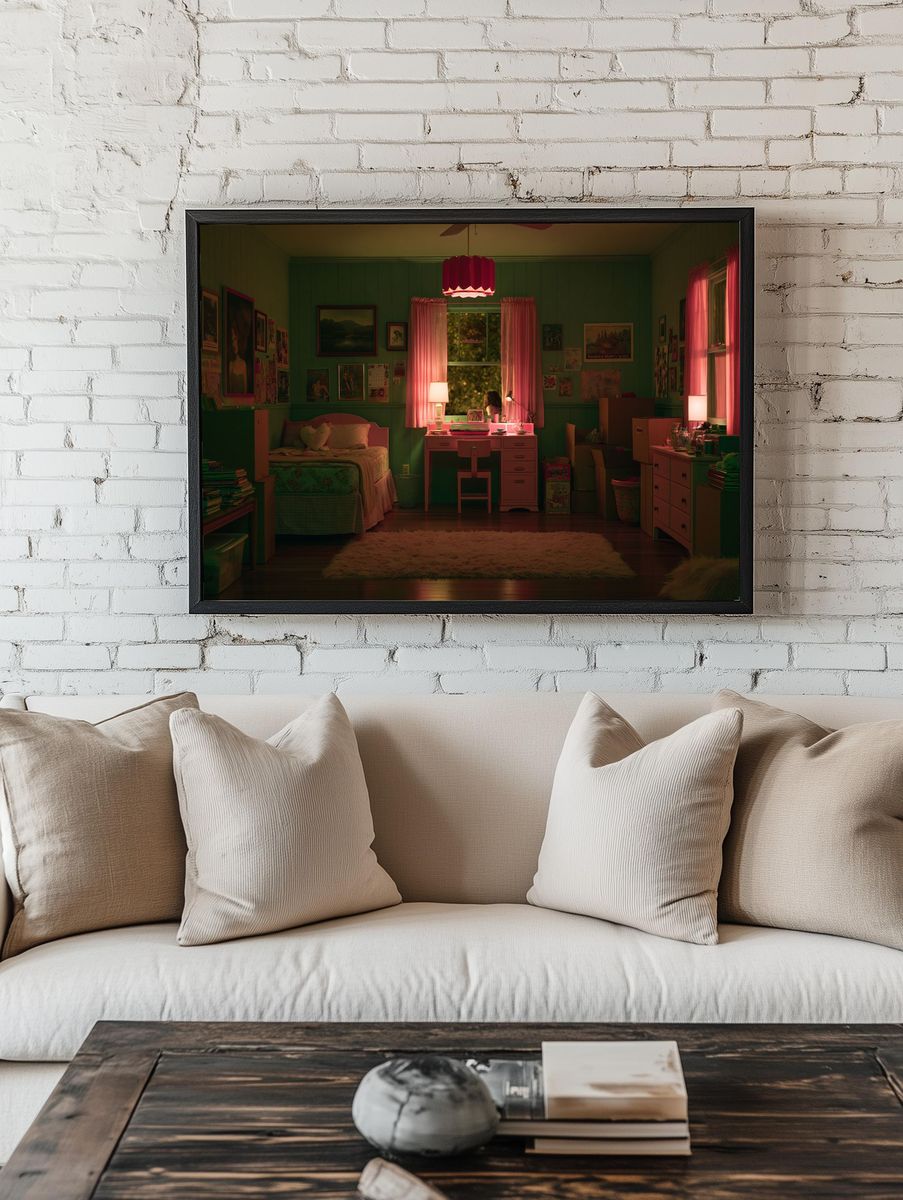 Pink Bedroom Interior Photography Poster. room preview