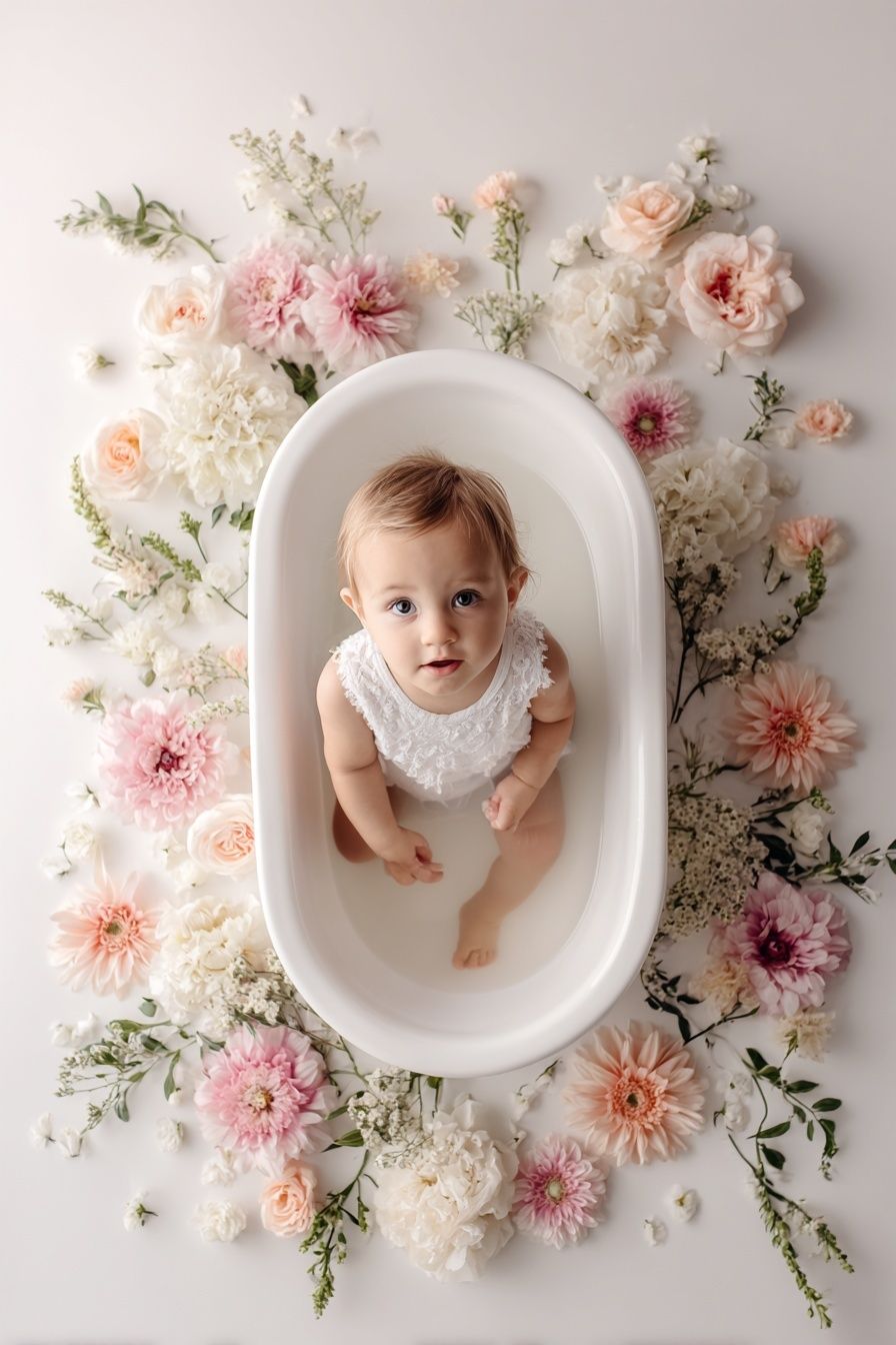 Floral Baby Bath Portrait Print. poster — photography art