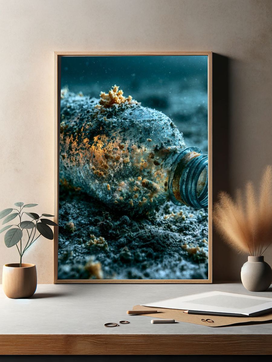 Plastic Bottle Underwater Photography Poster. — room view 2