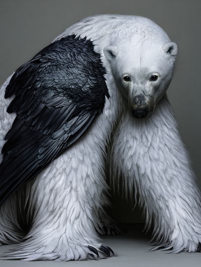 Polar Bear with Raven Photography Poster.