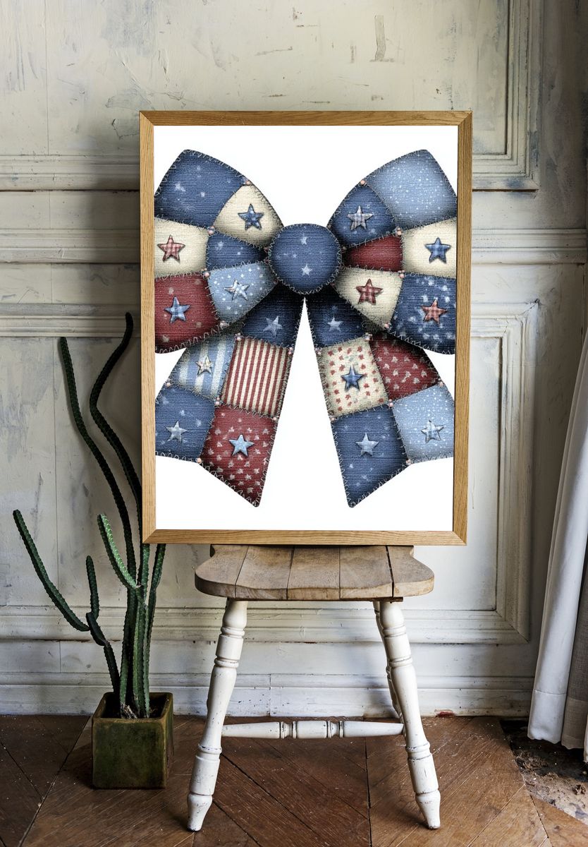 Patriotic Bow Patchwork Poster. room preview