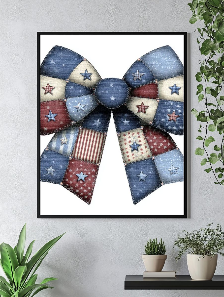 Patriotic Bow Patchwork Poster. — room view 4