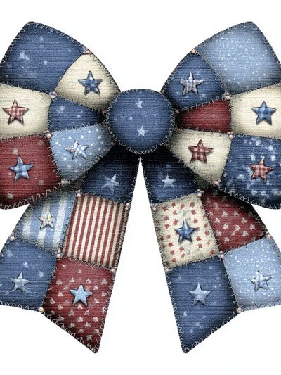 Patriotic Bow Patchwork Poster. poster